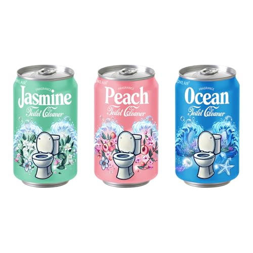 Beverage can Toilet Bowl Cleaner,Septic Toilet Bowl Tablets in Bottles, Automatic Long-Lasting Toilet Cleaner Bottle,Powerfully Cleans and Prevent Stain Build Up (Ocean, Jasmine, and Peach Scent)