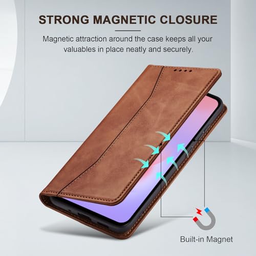 Image of Jasonyu Flip Wallet Case for Samsung Galaxy A37 5G,Brown