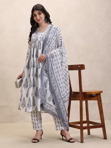 Image of Leriya Fashion Women's Rayon Printed Anarkali Kurta and Pant with Dupatta Set | 3-Piece Printed Anarkali Kurti Set | Ethnic Festive & Office Wear Suit for Women | Elegant Suit Set for Woman