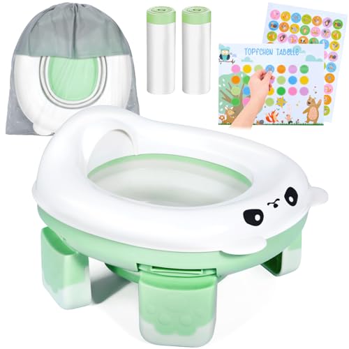 RDDAIPE Orinal Portatil Niños Plegable, WC Portatil Niños, Orinal Plegable Portatil, Baño Portatil Niños, con 40 Bolsas, Orinal Portátil Reductor WC, Inodoro para Niños, para Viajar, Exterior, Auto