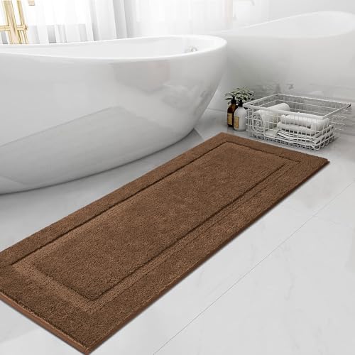 SHACOS Super Soft Bathroom Rugs 24"x60" Long Bath Rugs Polyester Bath Mats Non Slip Washable Absorbent Carpet for Bathroom Accessories Tub Shower Vanity Sink, Coffee Brown 2'x5' by SHACOS - Image 9