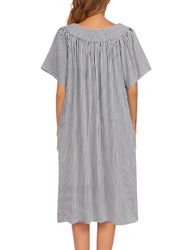 Image of Ekouaer Womens Nightgown Short Sleeve House Dress with Pockets-Floral Print Mumu Dress