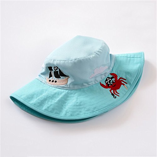 Baby Sun Hat Kids Toddler Pirate Crab Sun Protection Bucket Breathable Cotton Hat with Chin Strap3