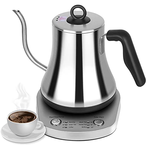 Homtone Maker de bouilloire de 0,8 L, chaudière à col de cygne électrique avec une variable 66 ° C - 100 ° C avec, un réglage de température graduelle de 2000w pour le café, le thé