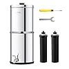 VEVOR Water Filter System, 2.25G 304 Stainless-Steel Countertop System, Water Filtration System, Reduces Lead and up to 99% of Chlorine, with 2 Carbon Filters & Spigot, for Home Camping RV