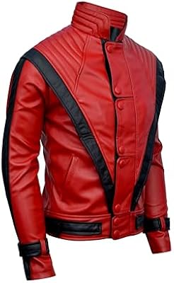 DIZLLER Party&Dance wear - D1 - Red & Black Jacket - FAUX Leather - M