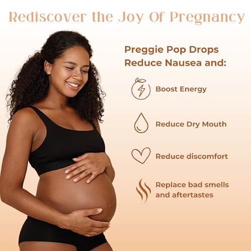 Image of Three Lollies Preggie Drops Pregnancy Nausea Relief Drops with Essential Oils, Morning Sickness and Queasy Stomach Support for Pregnant Women, Sour Raspberry, 32 Count