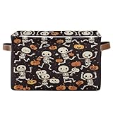 Zhirexin Halloween Skeleton Storage Bins,Storage Baskets for Shelves Large Fabric Closet Organizers with Handles for Clothes Blankets 2-Pack