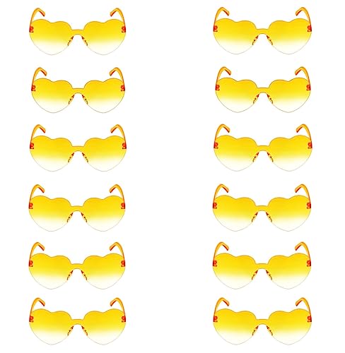 Image of 12 Pairs Heart Glasses Colorful Rimless Heart Shaped Sunglasses Love Glasses for Bachelorette Bride Party Favor