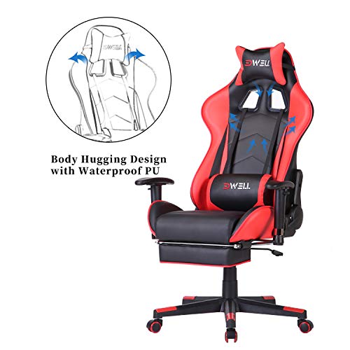 Silla-Gaming-con-ReposapiesSilla-Ergonomica-Racing-Silla-de-Oficina-con-reposacabezas-y-cojin-LumbarSilla-Oficina-con-Ruedas-Ajustable-en-AlturaApoyabrazos-Ajustablespara-casa-y-Oficina-Rojo