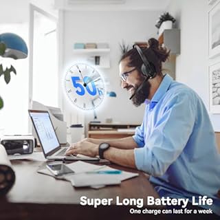 LEVN Wireless Headset with Mic for Work, Bluetooth Headset with Microphone-AI Noise Cancelling, Single-Ear Wireless Headphones with Mic & USB Dongle for PC/Computer/Call Center/Laptop/Teams/Zoom/Home