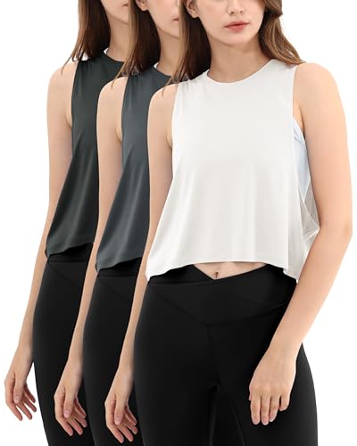 ODODOS 3-Pack Loose Tank Tops for Women Sleeveless Gym Athletic Workout Tops Yoga Shirts