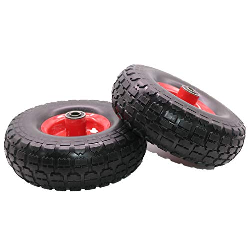 4.10/3.50-4" Flat Free Hand Truck Tire On Wheel For Dolly Hand Cart 2 New 10" Replacement Tire With 5/8" Center Shaft Hole #TOP1