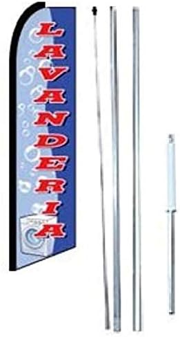 LAVANDERIA King Flag Sign With Complete Hybrid Pole set