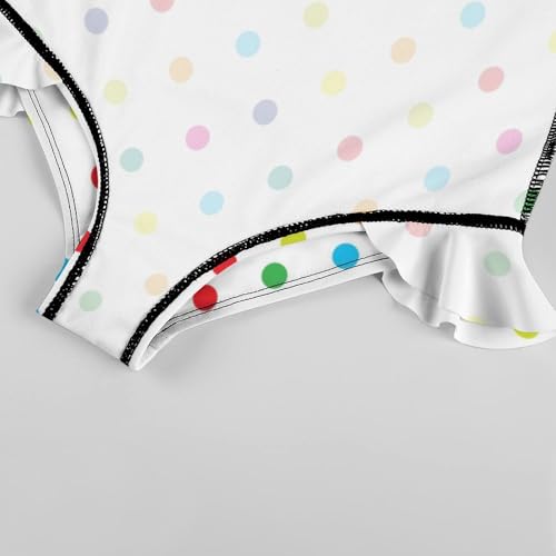 Image of Girls One Piece Swimsuit Polka Dots Ruffles Swimwear Bathing Suits 3-12 Years