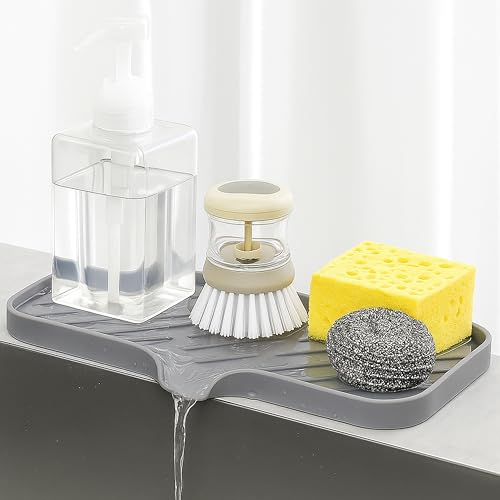 HOMEZE Silicone Sink Drainer Mat 30×10 cm | Multipurpose Kitchen Sink Organizer Tray for Soap, Sponge, Brush Storage & Drying| Non-Slip, Heat-Resistant, Flexible & Easy to Clean Counter Mat