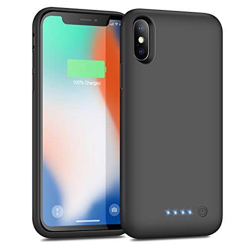 VOOE Battery Case for iPhone X/XS/ 10, Portable Battery Pack 6500mAh Rechargeable Charging Case Smart Battery Case for iPhone X/XS/ 10 External Battery Cover 5.8 inch Charging Case - Black