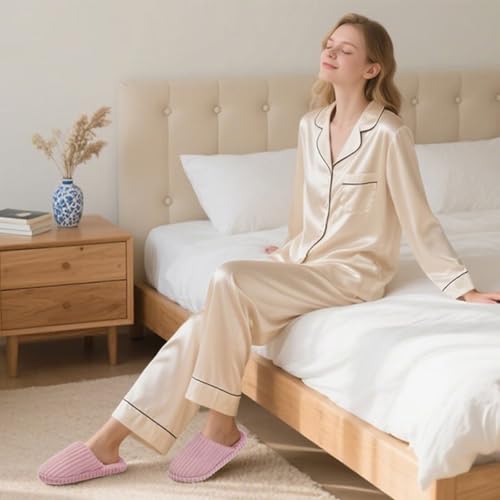 Image of Women Arch Support Slippers - House Bedroom Slippers for Woman, Orthopedic Shoes for Plantar Fasciitis, Corduroy Closed Toe Ladies Slides Outdoor 5-10.5