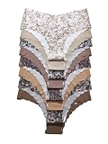 SHENHE Women's Seamless Underwear No Show Mid Rise Wave Edge Hipsters Panties 8 Pack Brown Multi X-Large