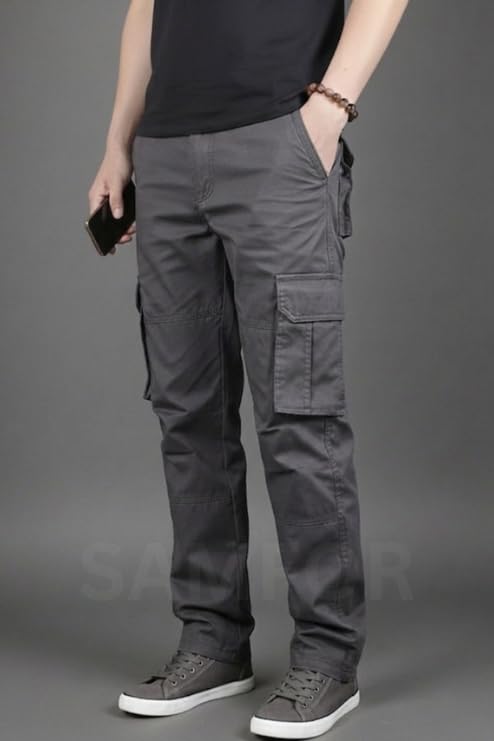Image of Samfor Cargo Pant for Men - Cotton Cargo for man, Multi-Pocket Design for Outdoor, Work Wear & Casual Trouser
