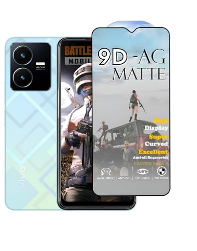 Image of Premium Tempered Glass for Vivo y22 (matte finish glass, Pack of 1) Full Screen Coverage gaming matte Screen Protector Guard (VIVO Y22)