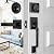 Azdele Front Door Handle and Deadbolt Set, Front Door Lock Set, Exterior Door Lock Set, Front Door Handle with Single Cylinder Deadbolt for Exterior Door, Reversible for Right&Left(Matte Black Modern)