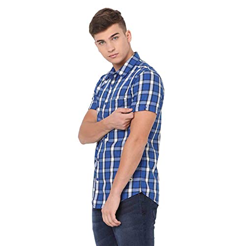 Image of Spykar Men's Checked Slim Fit Shirt