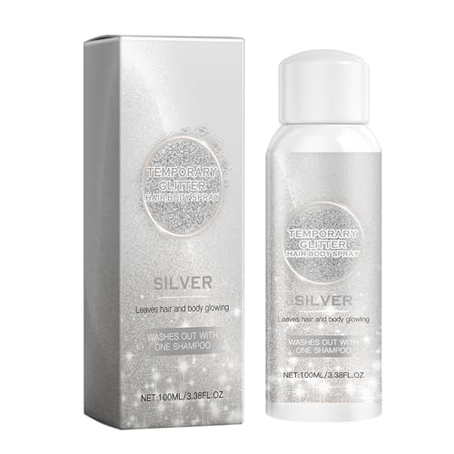 一時的な髪と体のグリッターカラースプレートラベルスプレー軽量でキラキラ輝く輝き、髪、肌、衣類への使用に最適1個100ml 女性の化粧ブリーフケース 子供の絵の具とブラシ キットテンプレート