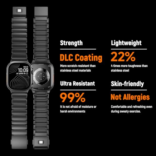 Image of Magnetic Titanium Band Compatible with Apple Watch Ultra 3 /2 /1 Band 49mm Series 11 10 46mm 45mm 44mm 42mm SE 3 /2 /1 9 8 7 6 5 4,Luxury Silicone Dual-Layer Link For iwatch Men Women