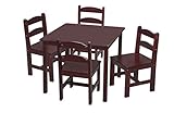 Gift Mark Childrens Table with Chairs - Set of 4 Wood Kid's Chairs and Square Activity Table - Playroom Furniture (Cherry Finish)