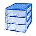 Cajonera Azul de plástico 3 cajones Transparentes 17.5 x 17,5 x 21,5 cm