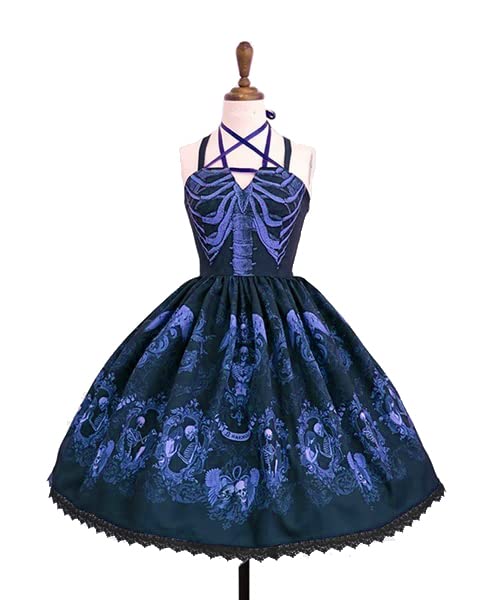 Abito da donna casual gotico plus size teschio con stampa animale Cami Dress nero lunghezza al ginocchio abito vintage femminile partito un abito di linea