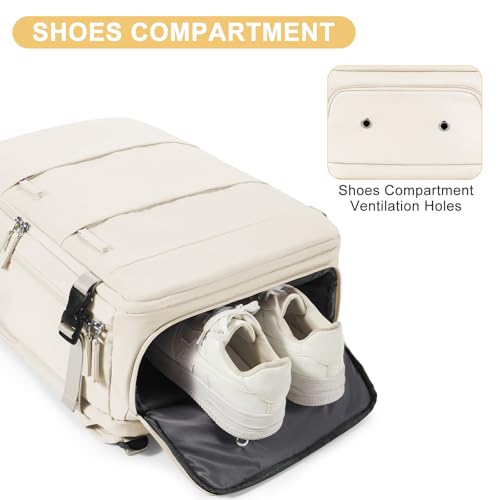 Image of coofay Large Travel Backpack Carry on Flight Approved Mochila De Viaje Personal Item Backpack for Airlines Frontier Airlines Personal Item Bag Large Backpack for Travel Backpacks for Men Women Beige