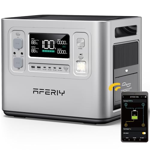 AFERIY Power Station portatile da 2400 W, batteria LiFePO4 da 2048 Wh, ricarica rapida da 1,5 ore, 13 porte, onde sinusoidali da 230 V, UPS APP, alime