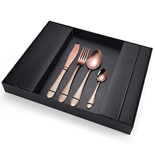 24 Piece Stainless Steel Cutlery Set, Silver Cutlery Set with Gift Box Includes Knives/Forks/Spoons Mirror Polished Dishwasher Used Safe Decoration