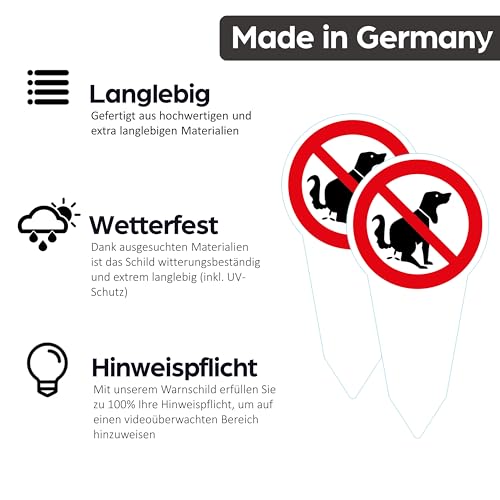 SL group - 2 Steckschilder 'Kein Hundeklo' 30 x 15 cm aus Alu-Dibond (Aluminium) - Hinweisschild keine Hundetoilette - Pickeln & Kacken für Hunde verboten - Hunde-Verbots-Schilder wetterfest UV-Schutz