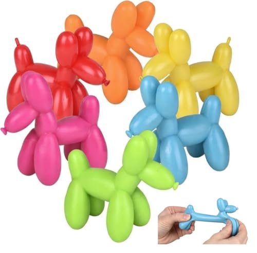Stretchy and Squish Balloon Dog (3.5) Colorful Rubber Cute Squishy Sensory Stress Fidget Toy Ball (2 Dogs - Random Colors)