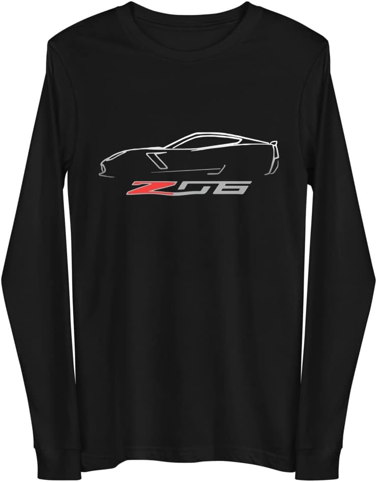 'vette Z06 C7 Silhouette Custom Car Club Unisex Long Sleeve Tee Black