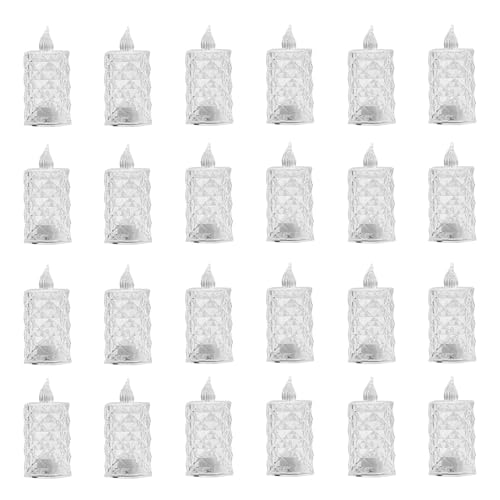 Velas LED de cristal de 24 piezas para decoración de bodas y fiestas elegantes