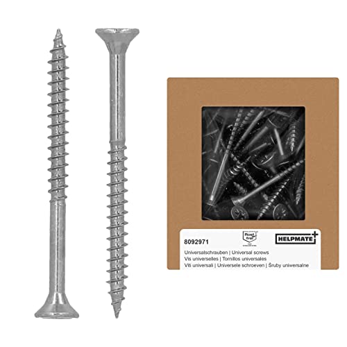HELPMATE - Tornillos universales de cabeza avellanada 4,0x50 acero inoxidable A2-200 tornillos para madera con cabeza PZ 2 y rosca parcial