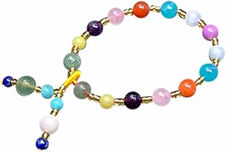 [hinryo] 60050 4mm～9mm アメジスト アクアマリン等 ミックス石 ブレスレット 内径16cm ポーチ付き 天然石 パワーストーン