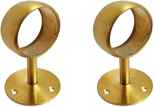 NELXULAS Barra de armario de acero inoxidable cepillado dorado, resistente, soporte de extremo de barra de cortina, soporte de barra de brida con