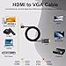 HDMI to VGA Cable Adapter, Gold-Plated 6 Feet HDMI to VGA Male to Male Cord for Computer, Desktop, Laptop, PC, Monitor, Projector, HDTV, and More (NOT Bidirectional)