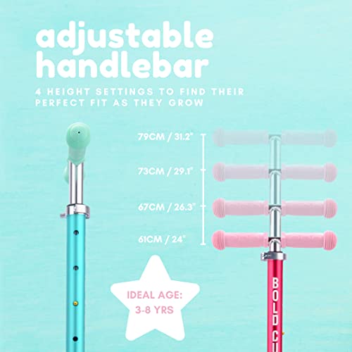 BOLDCUBE Teeny Fold | 3 Räder Kinder Roller | 3-8 J. | Klappbar | LED Leuchtenden Räder | Lenker Höhenverstellbar 61 bis 79 cm – Bild 5