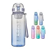 TSQIBU ボトル 水筒 850ml 大容量 プラスチック超軽量 耐冷耐熱 携帯便利 漏れ防止 BPAフリー 男女兼用 大人 子ども アウトドア スポーツ 登山用 キャンプ ランニング ジム ハイキング 自転車（gray）