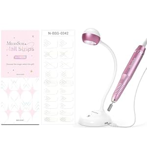 MelodySusie Semi Cured Gel Nail Strips with MelodySusie X3 Nail Tools Kit, Professional LED UV Nail Lamp with Nail Drill for Gel Nails