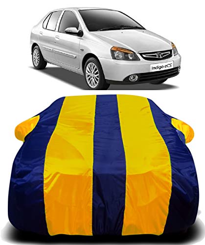 Image of Waterproof Car Cover with Ultra Surface Body Protection (Yellow Stripes) (Tata Indigo)