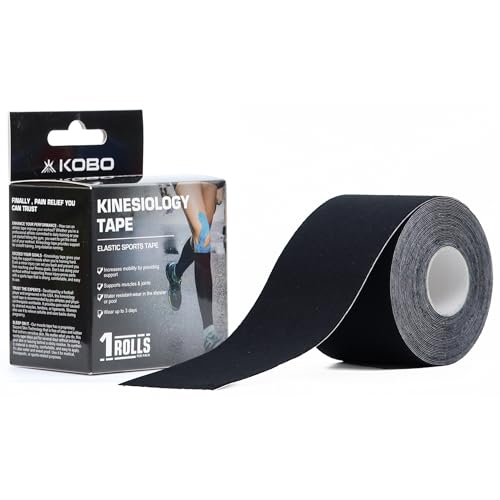 Image of Kobo Waterproof Kinesiology Tape (5 m X 5 cm) Latex Free Breathable Athletic Sports Tape for Injury, Muscle Support, Pain Relief, Joint Support and Physiotherapy (Imported)