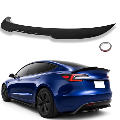 Rear Spoiler Wing Compatible with 2017-2026 Tesla Model 3 Rear Trunk Spoiler Lip PSM Style Gloss Black Performance Wing