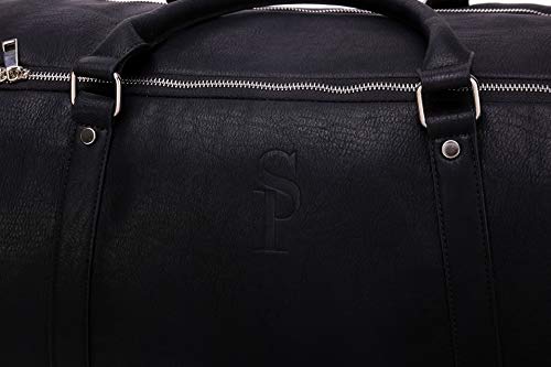 Sole Premise Leather Duffle Bag for Multi-functional Travel Carry-on with Shoe Compartments for Men & Women (Black)3